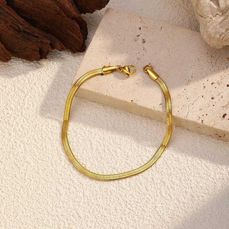 Wholesale electroplated gold snake bone chain  stainless steel Bracelet