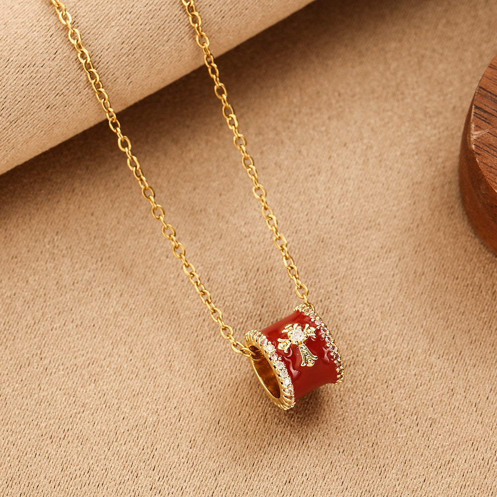 Wholesale Gold Plated Cross Pendant Tassel Necklace for Women - Vintage Style Fashion Accessory