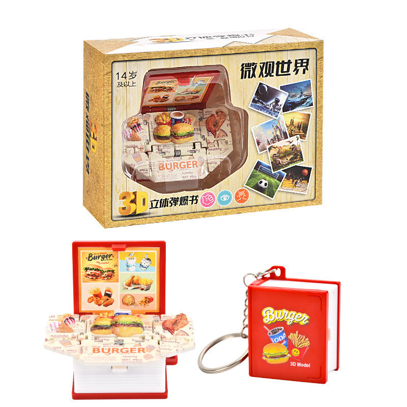 Wholesale 3D Stereo Dinosaur Foldableing Bomb Book Mini Keychain