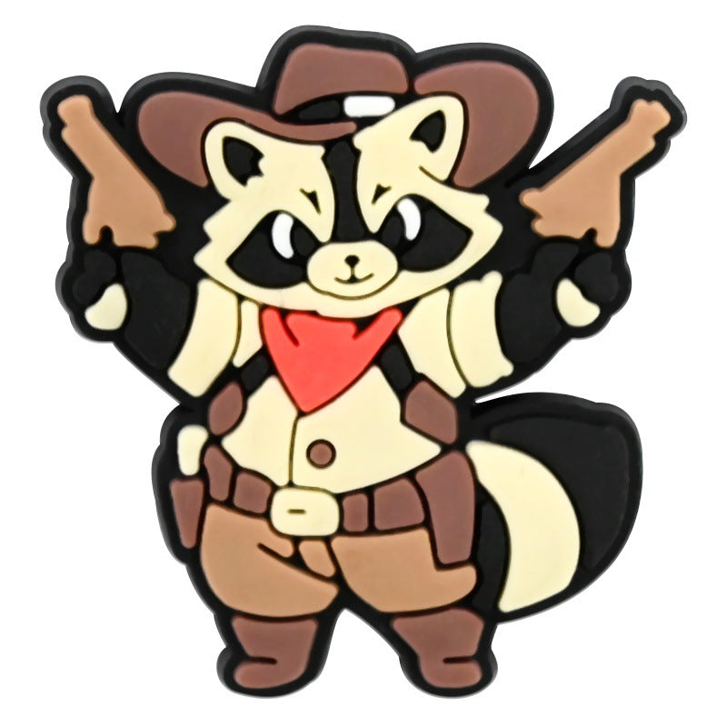 Wholesale  Random 100pcs Creative Cartoon Highland Cow Denim Series PVC Soft Rubber Shoe Buckle Decoration