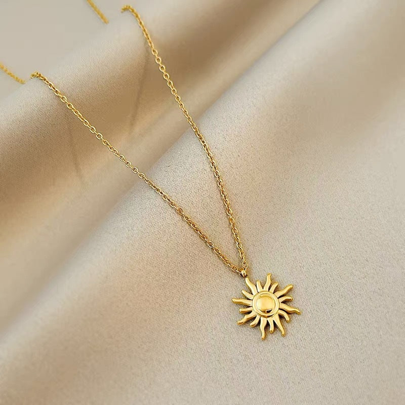 Wholesale Titanium Steel Sunflower Necklaces ACC-NE-XinL002