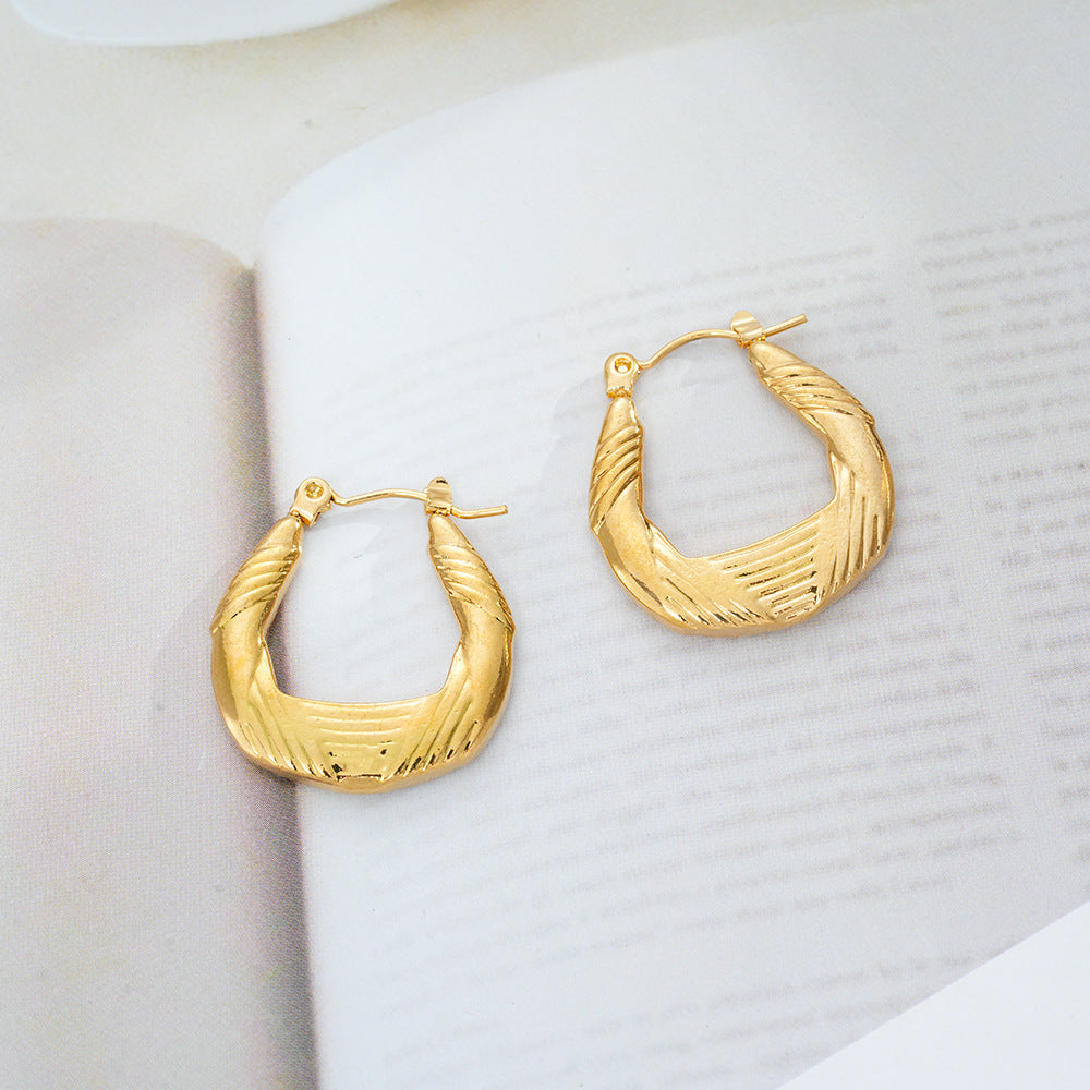 Wholesale Geometric 18K Gold Plated Titanium Steel Earrings - Chic Fashion Accessory for Women,  Gift or Boutique Resale