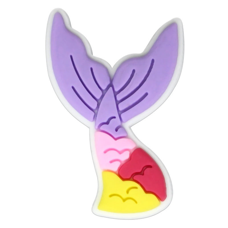 Wholesale Random 100pcs Colorful Mermaid Tail Series  PVC Soft Rubber Shoe Buckle Decoration