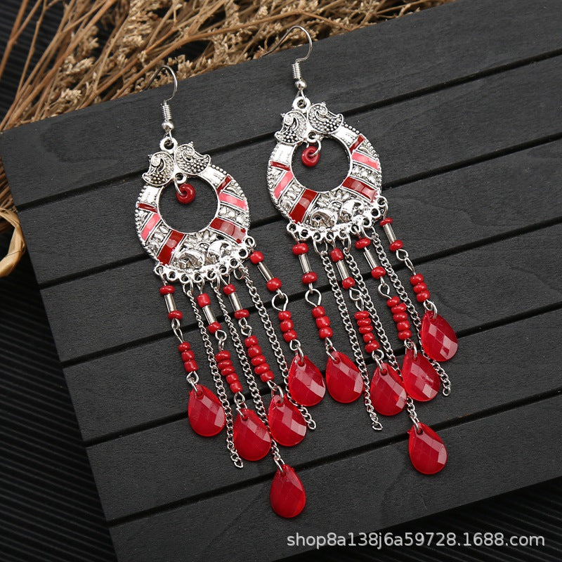Wholesale alloy ethnic style long earrings