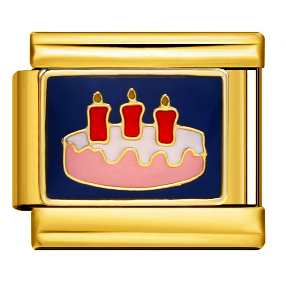 Wholesale 5pcs Italian Charm Bracelet 9mm DIY Splicing Gold-Based Star-Moon Blue Stainless Steel Composable Bracelet