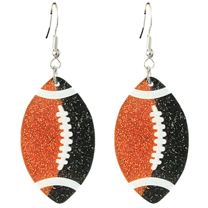 Wholesale  source football soccer color contrast fashion ladies shiny acrylic earrings
