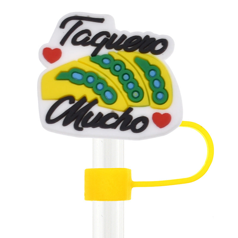 Wholesale  Random 100pcs Mexican Series  10mm PVC Soft Straw Tube Cap