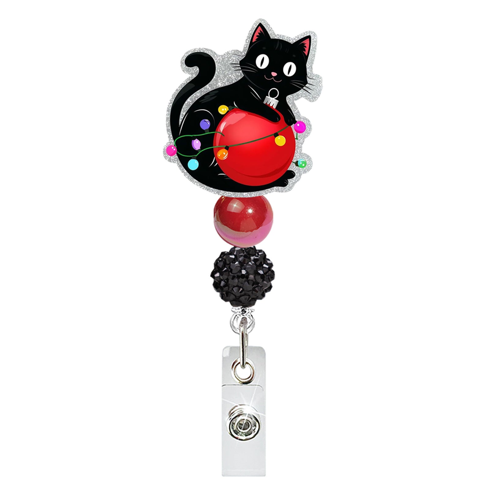 Wholesale Cute Christmas Beaded Acrylic Glitter  Badge Reels