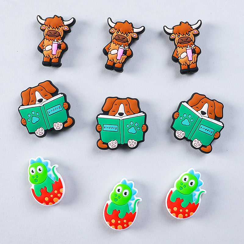 Wholesale 20pcs Cartoon Cow Puppy Dinosaur Silicone Beads Focal Beads DIY Beading Accessories ACC-BDS-RongFa005