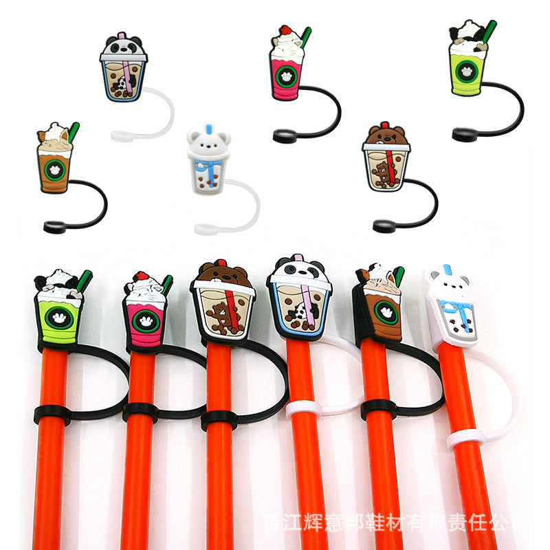 Wholesale 10PCS 7-8mm Cute Drink Straw Tube Cap Silicone Dust Cap Straw Decoration