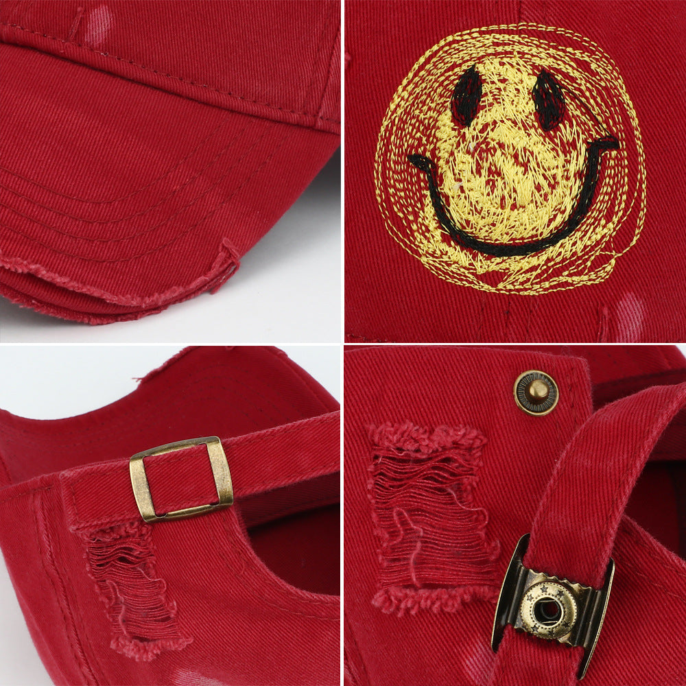 Wholesale Cute Smiling Face Ripped Cotton Baseball Cap ACC-HT-RongZhao032