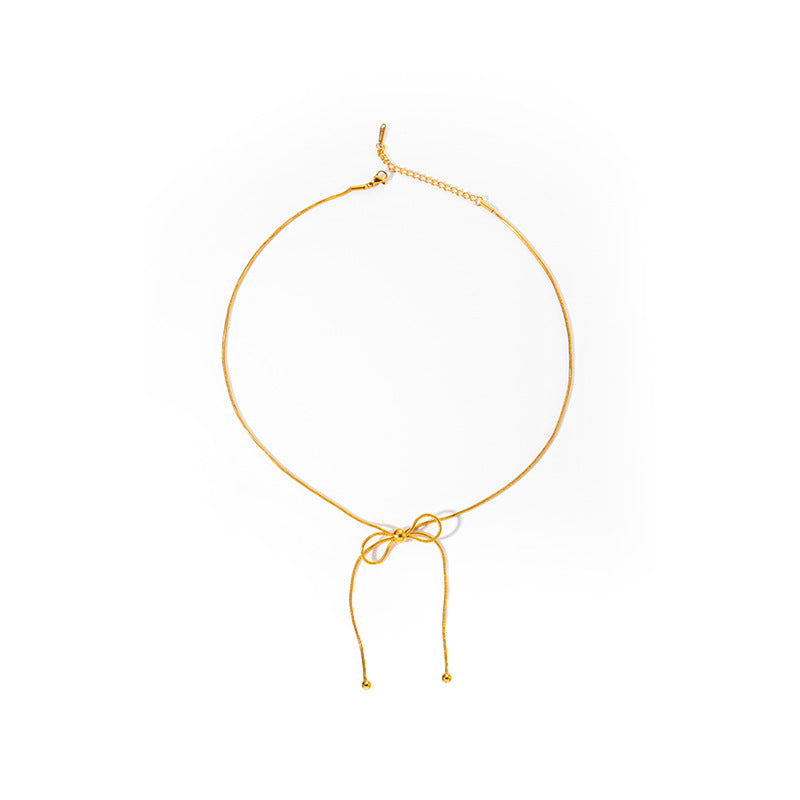 Wholesale  Light Luxury Stainless Steel Butterfly Knot Fashion All-match Necklace