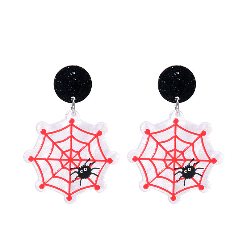Wholesale Halloween Cartoon Funny Acrylic Plate Pumpkin Ghost Skull Earrings ACC-ES-BinLi004