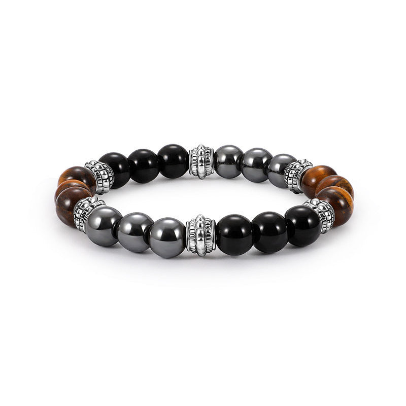 Wholesale  Black Glass Tiger Eye Alloy Bracelet