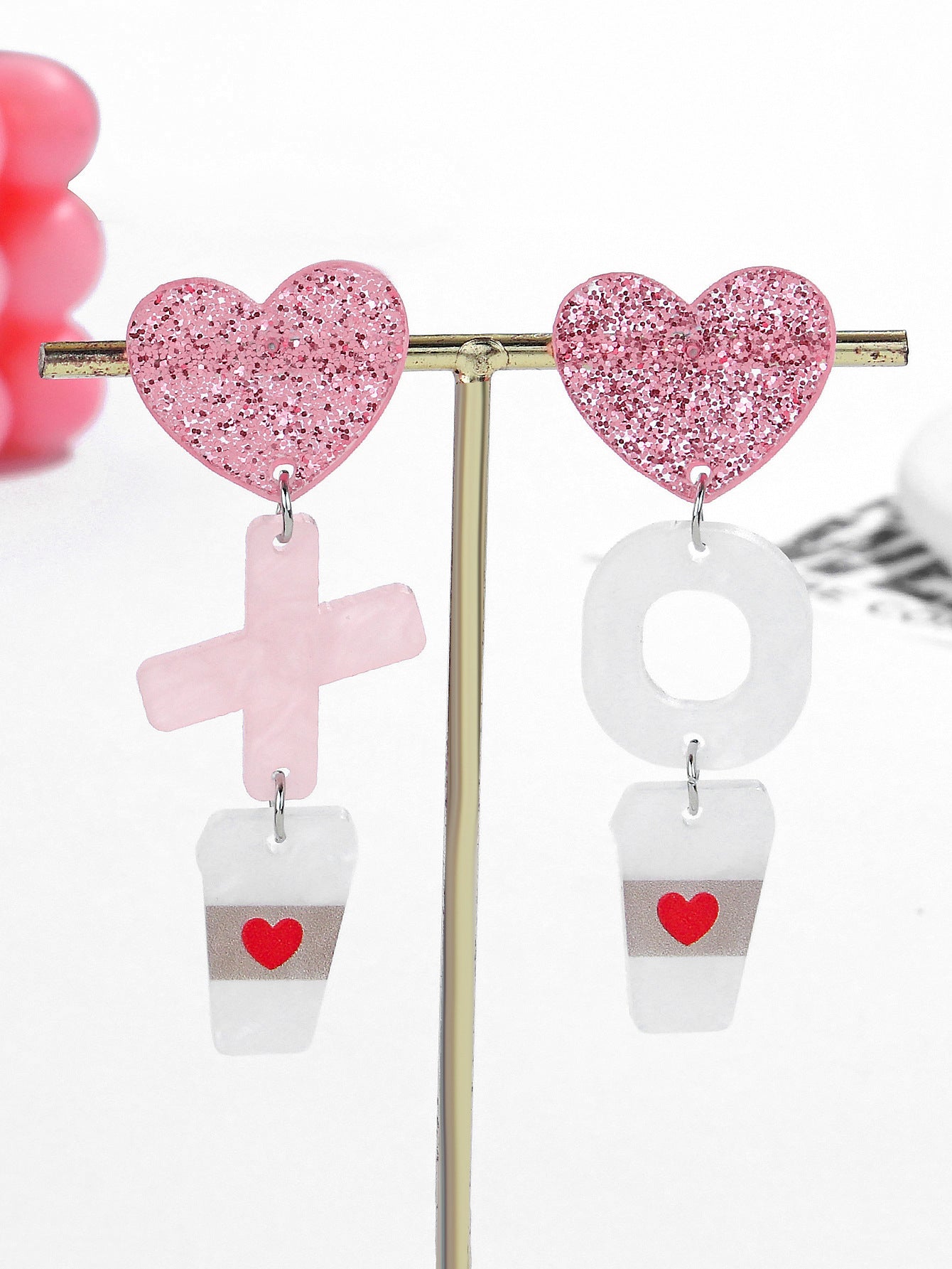 Wholesale Acrylic Heart Letter Earrings