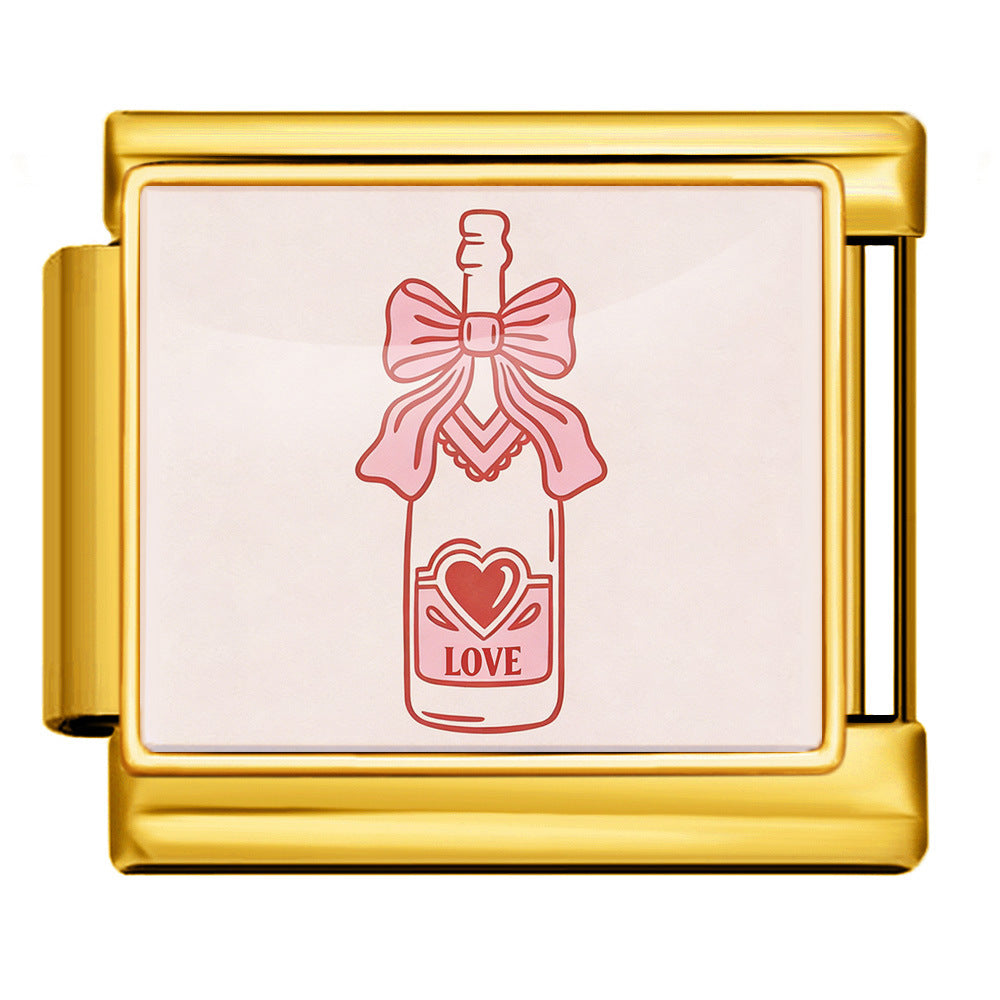 Wholesale 9mm Italian Charm Starter Bracelets DIY Valentine' s Day Heart-Shaped Stainless Steel Composable Bracelet