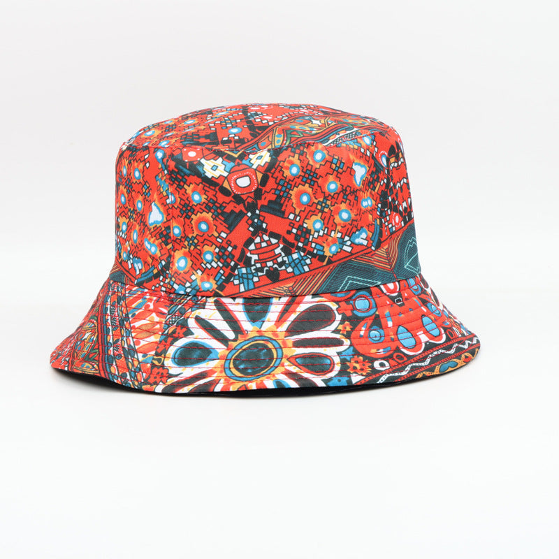 Wholesale  Coconut Tree Double-sided Fisherman's Hat Bucket Hat