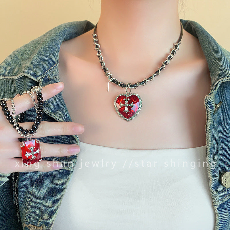 Wholesale   Love Beaded Clavicle Chain Necklace