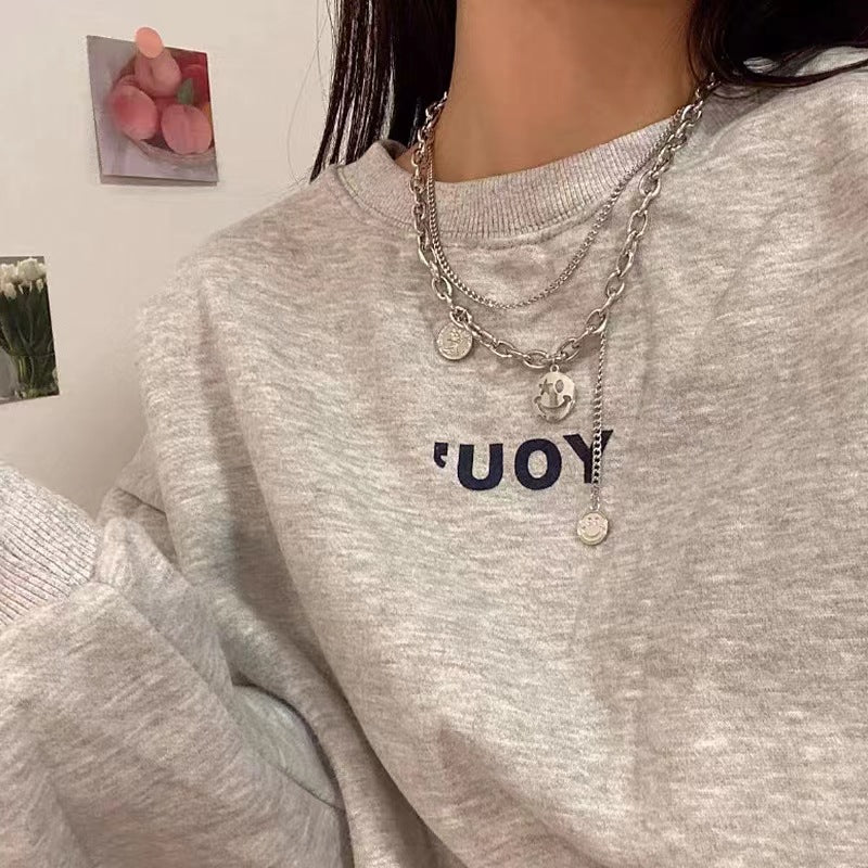 Wholesale Fashionable Face Titanium Steel Multi Layer Chain Necklace For Children And Adults Boutique Resale
