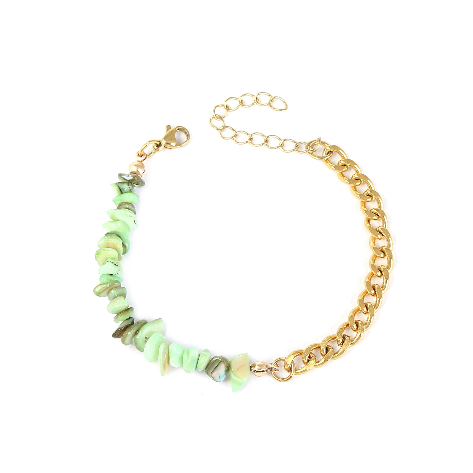 Wholesale Color Irregular Natural Shell Golden Stainless Steel Double Hand Bracelet