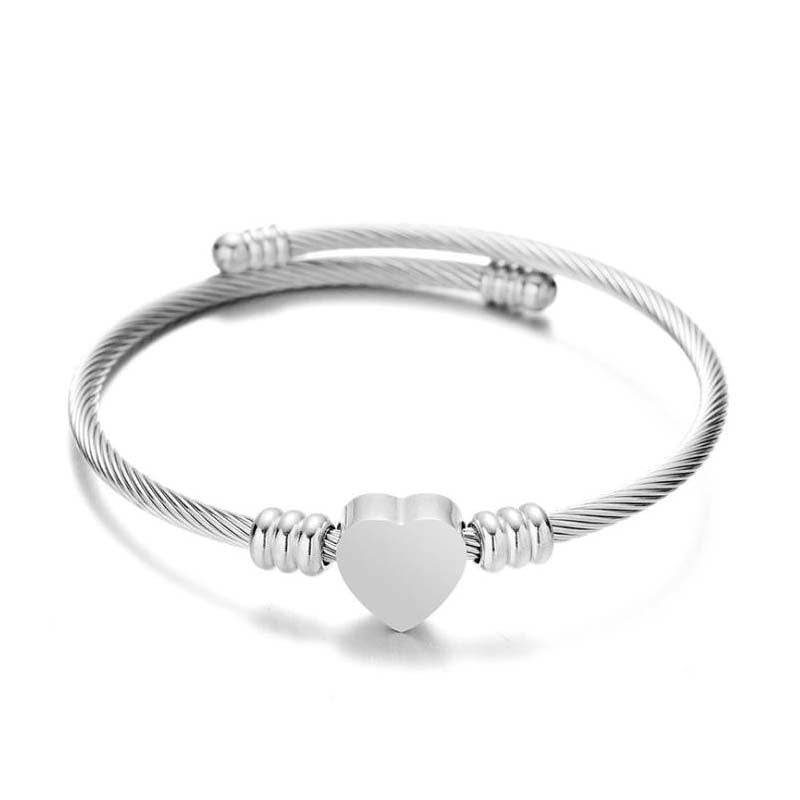 Wholesale Heart Design Gold-Plated Braided Adjustable Stainless Steel Bracelet Gift Jewelry Accessory