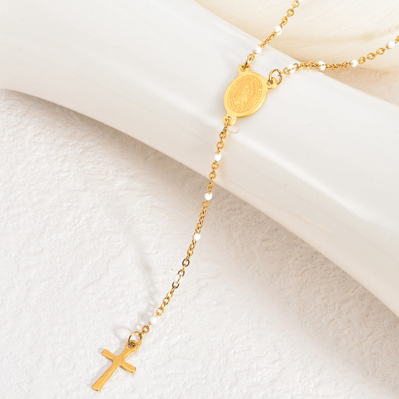 Wholesale 18K gold vacuum oil plating stainless steel cross chain necklaces