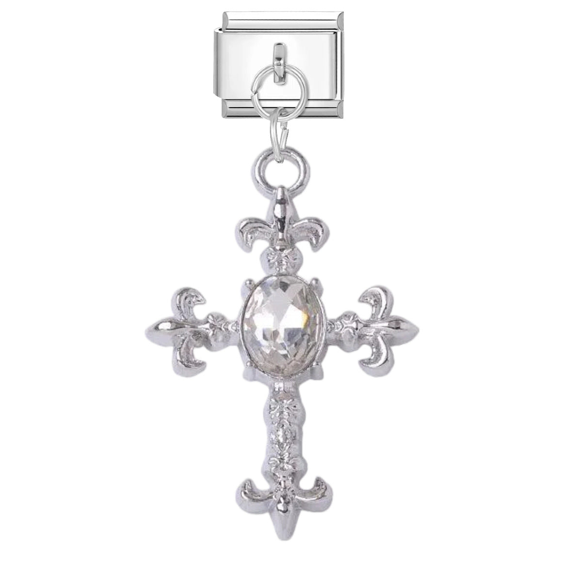 Wholesale Stylish DIY Charm Pendant for Bracelet Watch Strap - Titanium Steel Enamel Butterfly Cross Rhinestone Jewelry Accessory