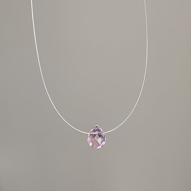 Wholesale Minimalist Style Crystal Zircon Pearl Pendant Fish Line Necklace Women' s Accessible Luxury Versatile Elegant Trendyy Neck Chain Clavicle Chain