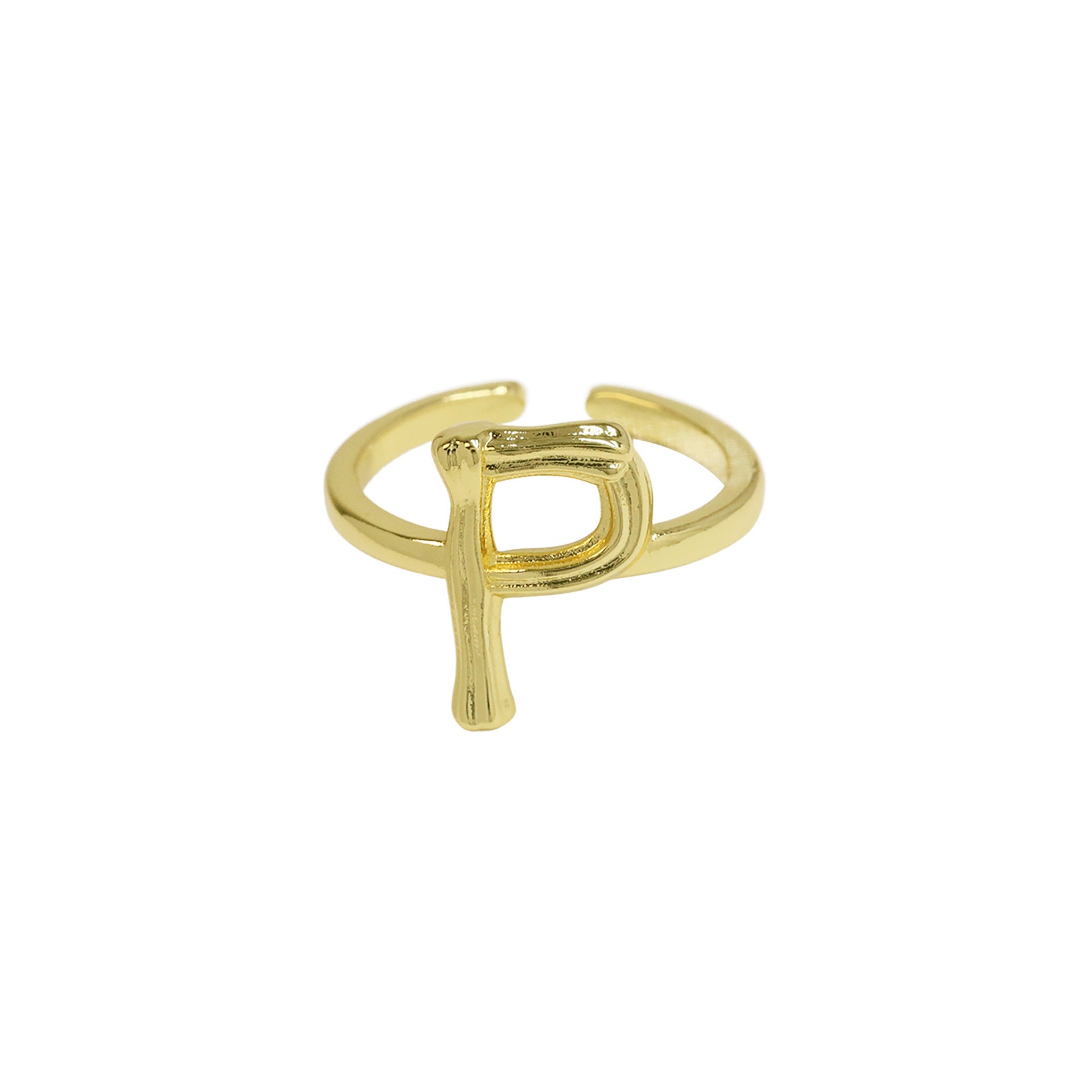 Wholesale  Golden Bamboo Bamboo Simple 26 English Letters Open Ring