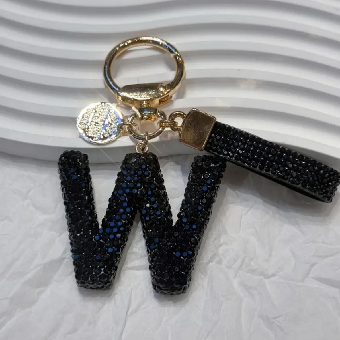 Wholesale Chic Rhinestone Letter Keychain Metal Electroplating Fashion Accessory Bag Charm Car Key
