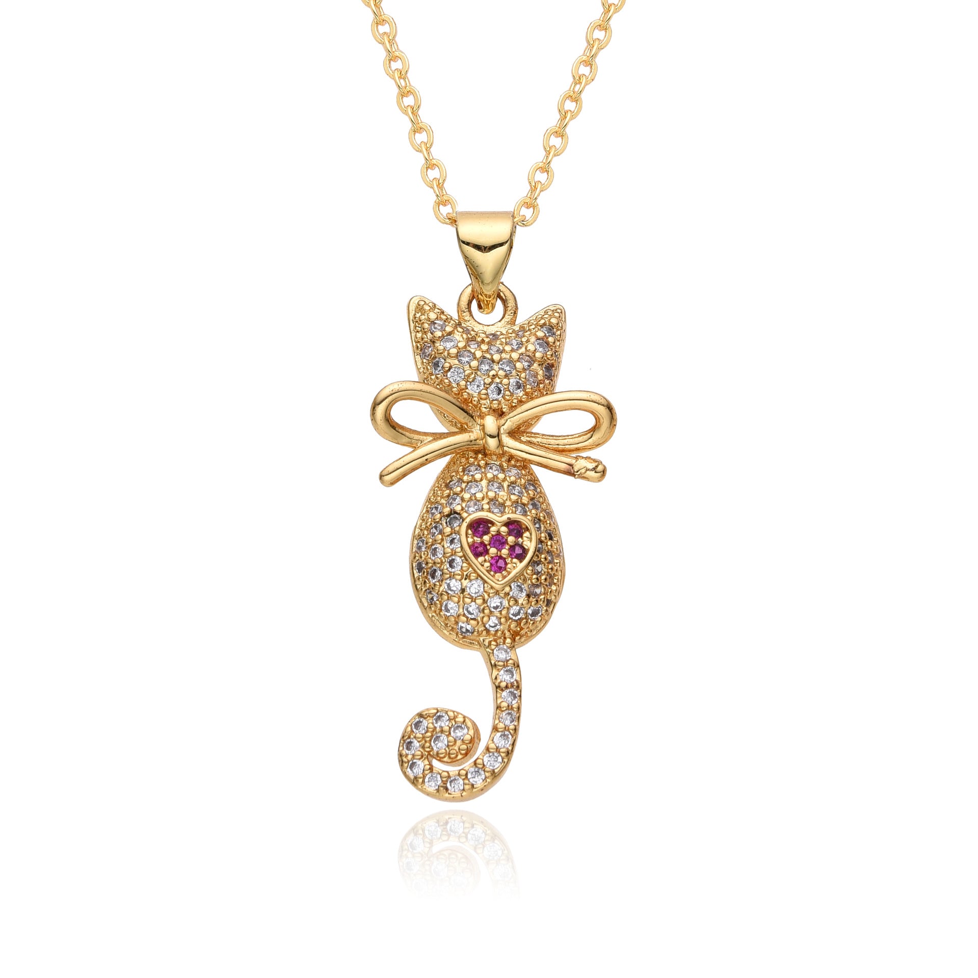 Wholesale  personalized creative copper gold-plated micro-inlaid colorful zircon dinosaur pendant necklace