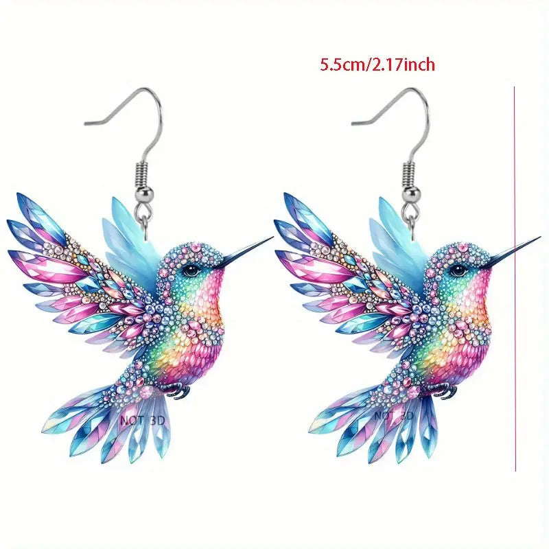 Wholesale Acrylic Multicolor Hummingbird Earrings