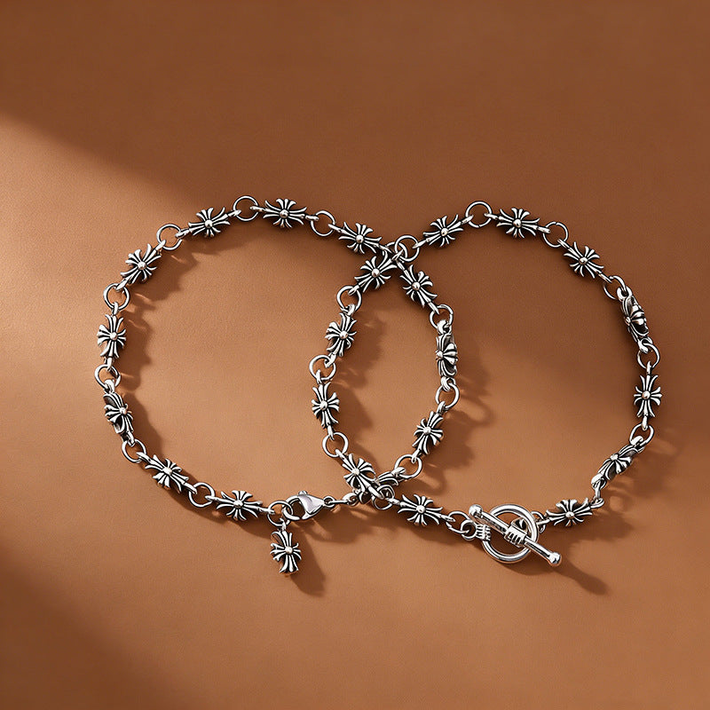 Wholesale Zinc Alloy Hanging Plating Cross Pendant Bracelet Trendy Unisex Jewelry Accessory