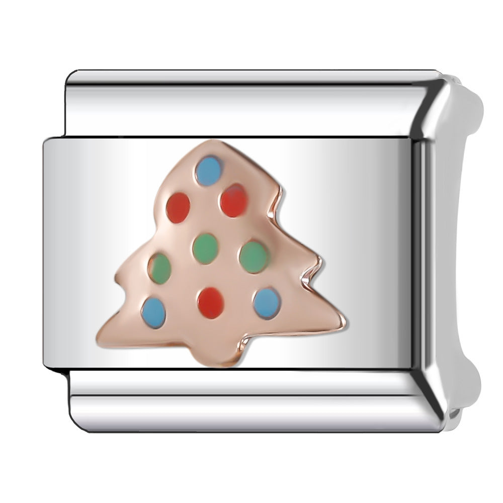 Wholesale Italian Charm Bracelet 9mm DIY Splicing Christmas Series Stainless Steel Composable Bracelet