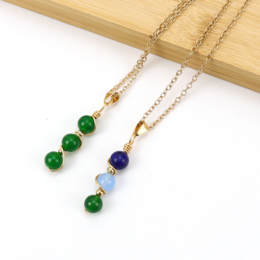 Wholesale Hand Wound Crystal Beads Agate Amethyst Pendant Necklace ACC-NE-HanX003