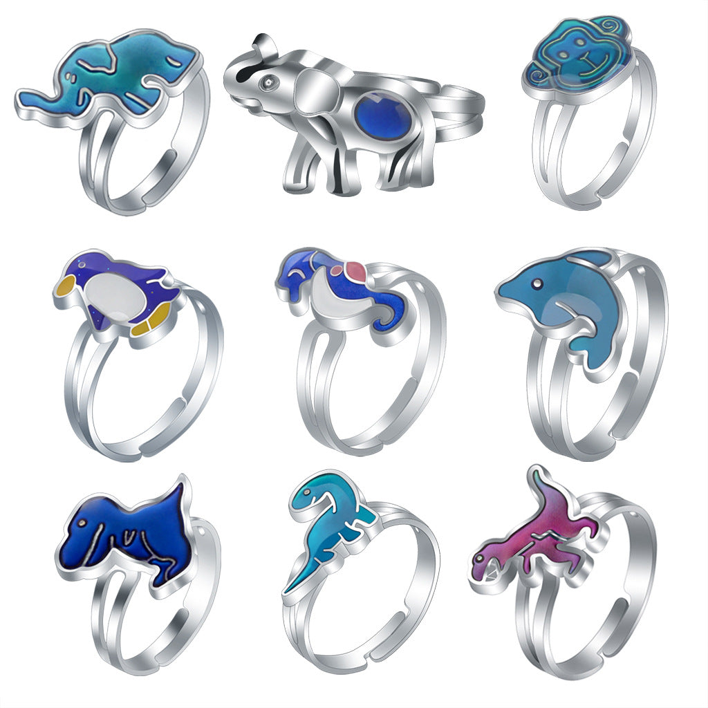 Wholesale Children's Princess Cartoon Cute Animal Temperature Sensitive Color Changing Ring ACC-RS-Hour001