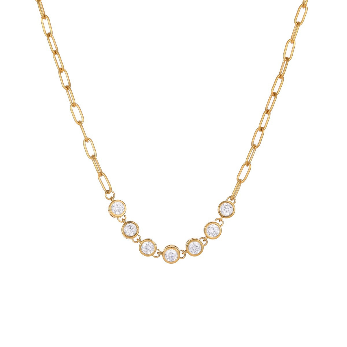 Wholesale Sweet and Cool Heart-Shaped Zircon Paperclip Necklace