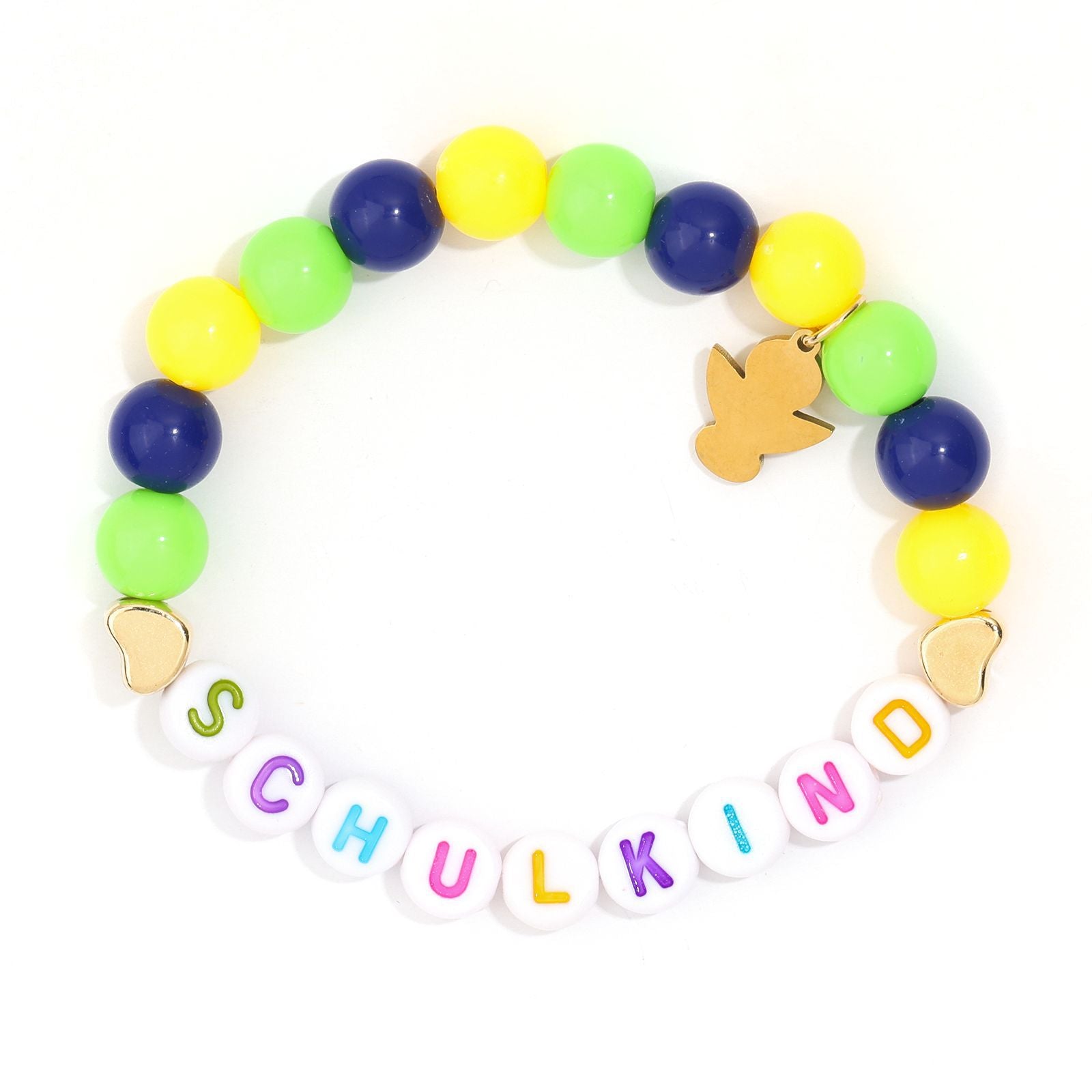 Wholesale School Season Girl Bracelet Red Striped Agate Pink Crystal Alphabet Bead  Unicorn Bracelet