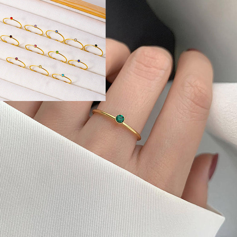 Wholesale Stainless steel round diamond zircon ring