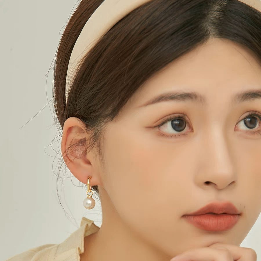 Wholesale plain hoop crystal pearl earrings