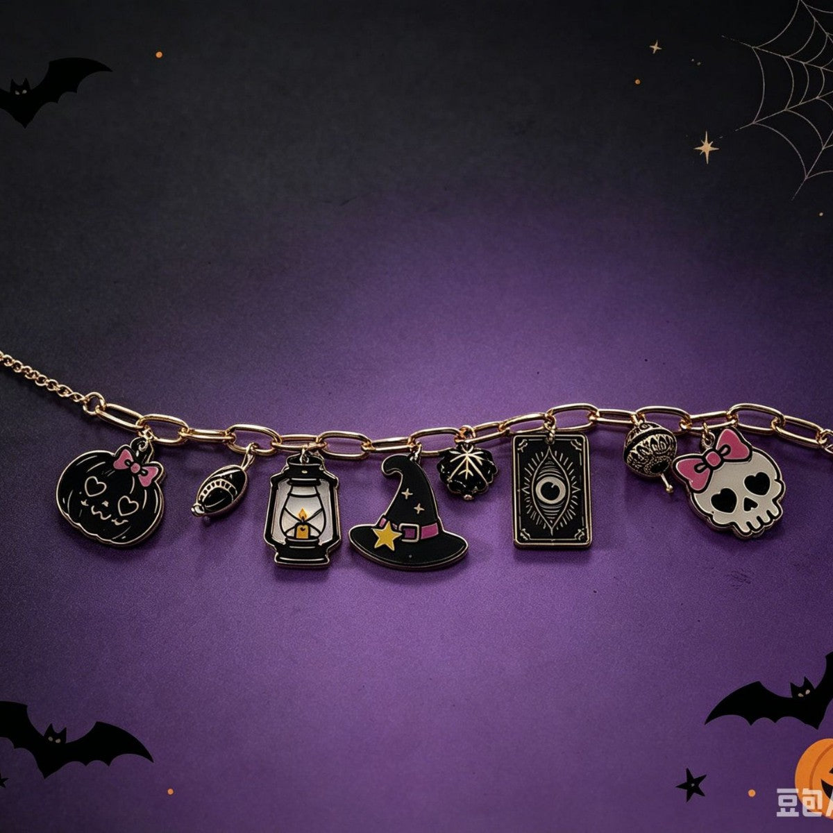 Wholesale Chic  Acrylic Bracelet with Cute Ghost and Pumpkin Pendant - Fashion Accessory for Women