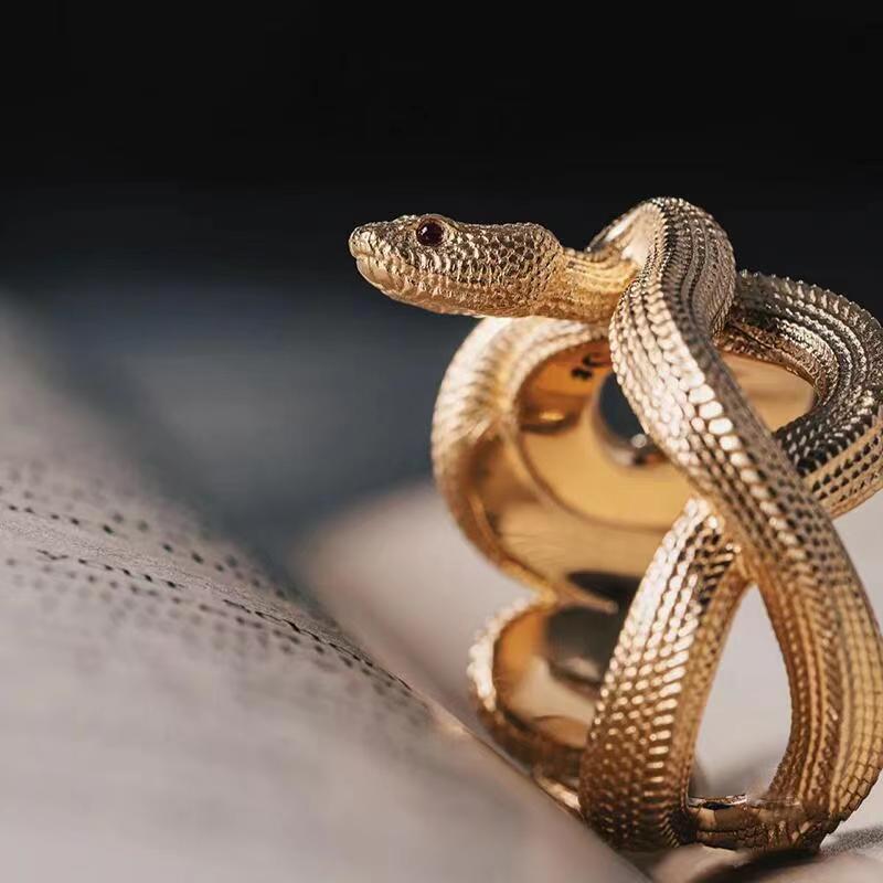 Wholesale Dark Punk Vintage Snake Ring Ancient Silver Alloy Unisex Fashion Accessory Gift