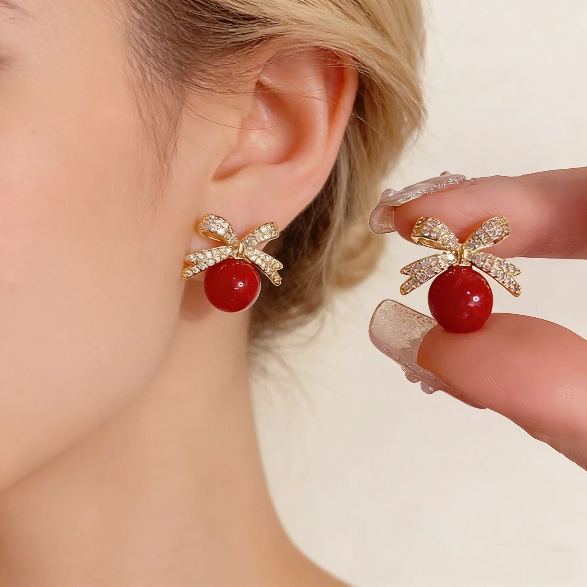 Wholesale Large Pearl C Shape Geometric Earrings For Women Gold Tone Alloy Party Jewelry Accessory