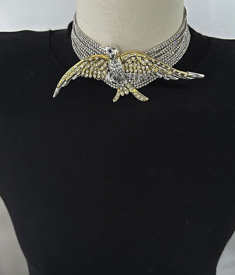 Wholesale multi-layer diamond chain flying bird swallow necklace