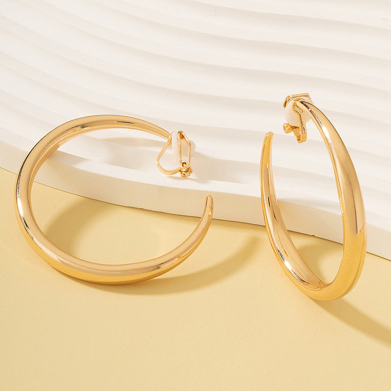 Wholesale Minimalist Gold Hoop Ear Clips,  Alloy Fashion Accessory,  Boutique Resale Gift