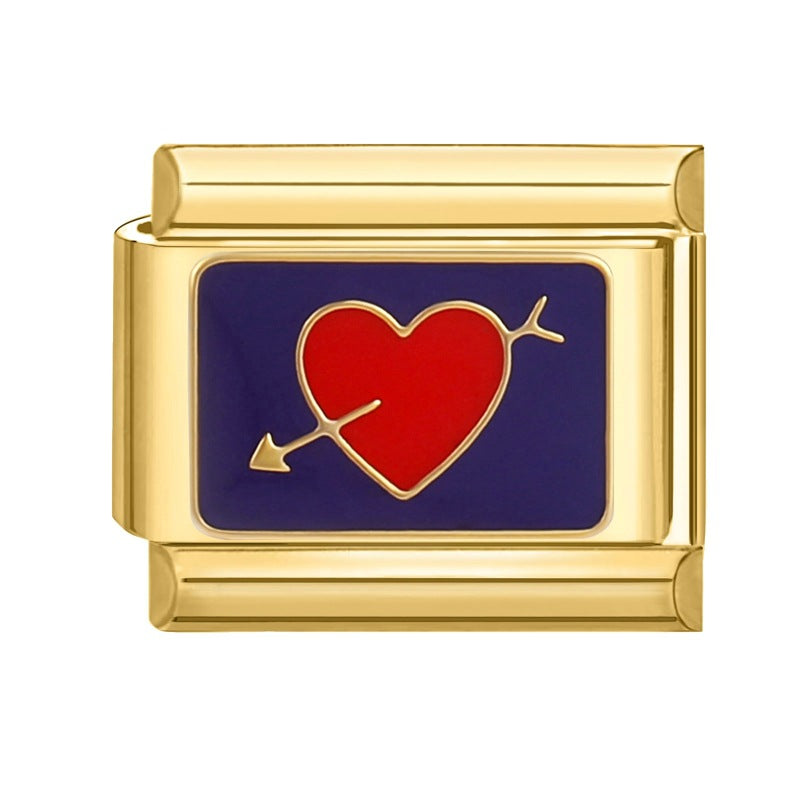 Wholesale Italian Charm Bracelet 9mm DIY Splicing Removable Stainless Steel Gold Bottom Retro Composable Bracelet