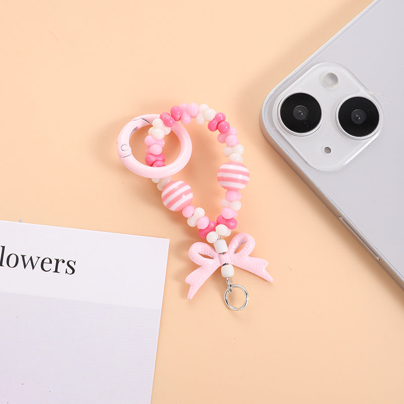 Wholesale Cartoon Bow Beaded Keychain