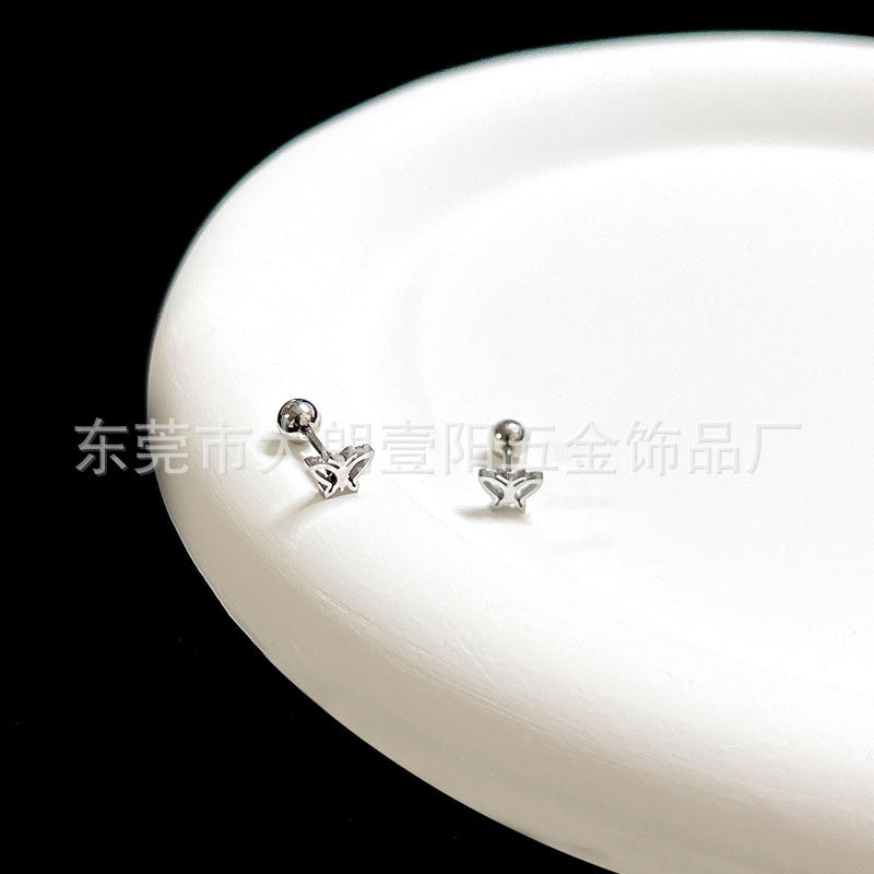 Wholesale Titanium Steel Stylish Heart  Star Screw-Back Cartilage Stud