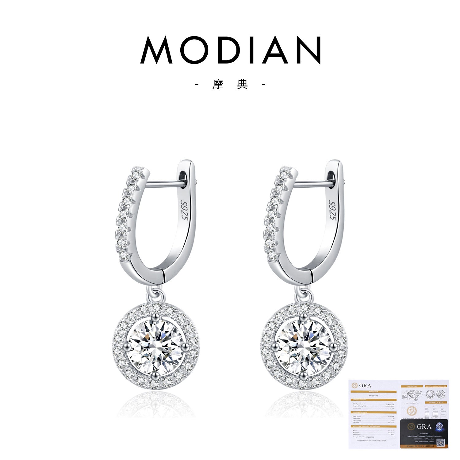 Wholesale  80 karat earrings s925 silver all-match  bright dazzling full circle flash diamond  earrings