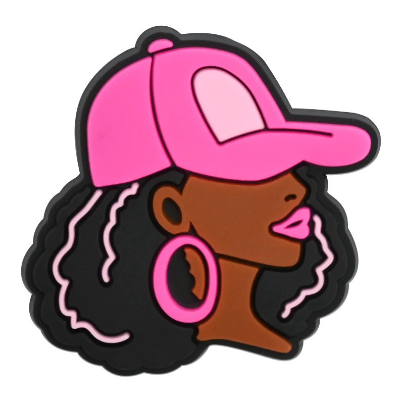 Wholesale  Random 100pcs  Black Girl SeriesPVC Soft Rubber Shoe Buckle Decoration